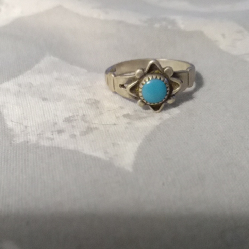 Silver Star Ring with Turquoise Stone
